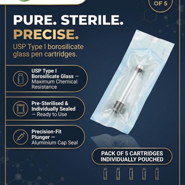 3ml Sterile Glass Cartridge UK — Peptide Pen Cartridge Pack of 5